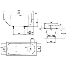 STEEL 1600/1700 x 700 Bath